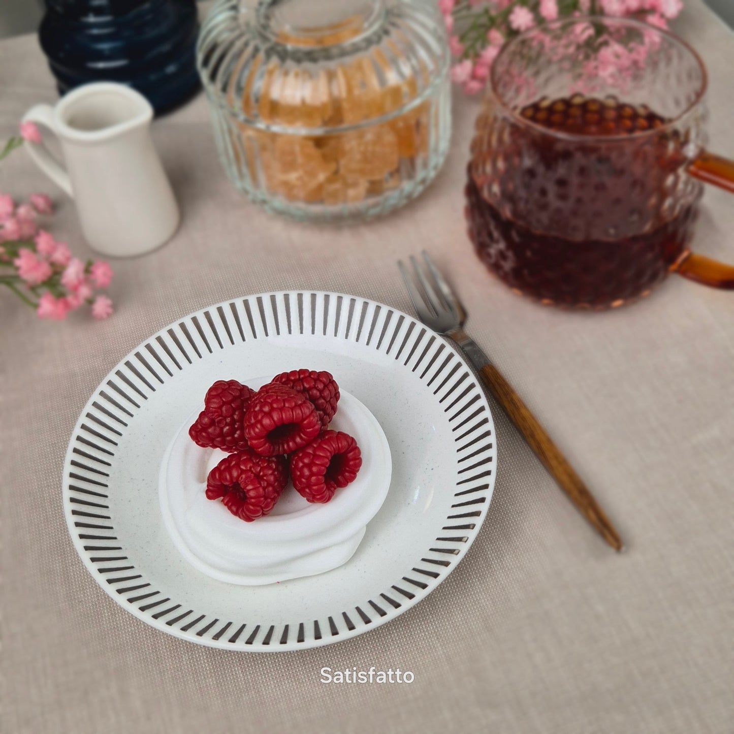 Soap Pavlova with raspberries