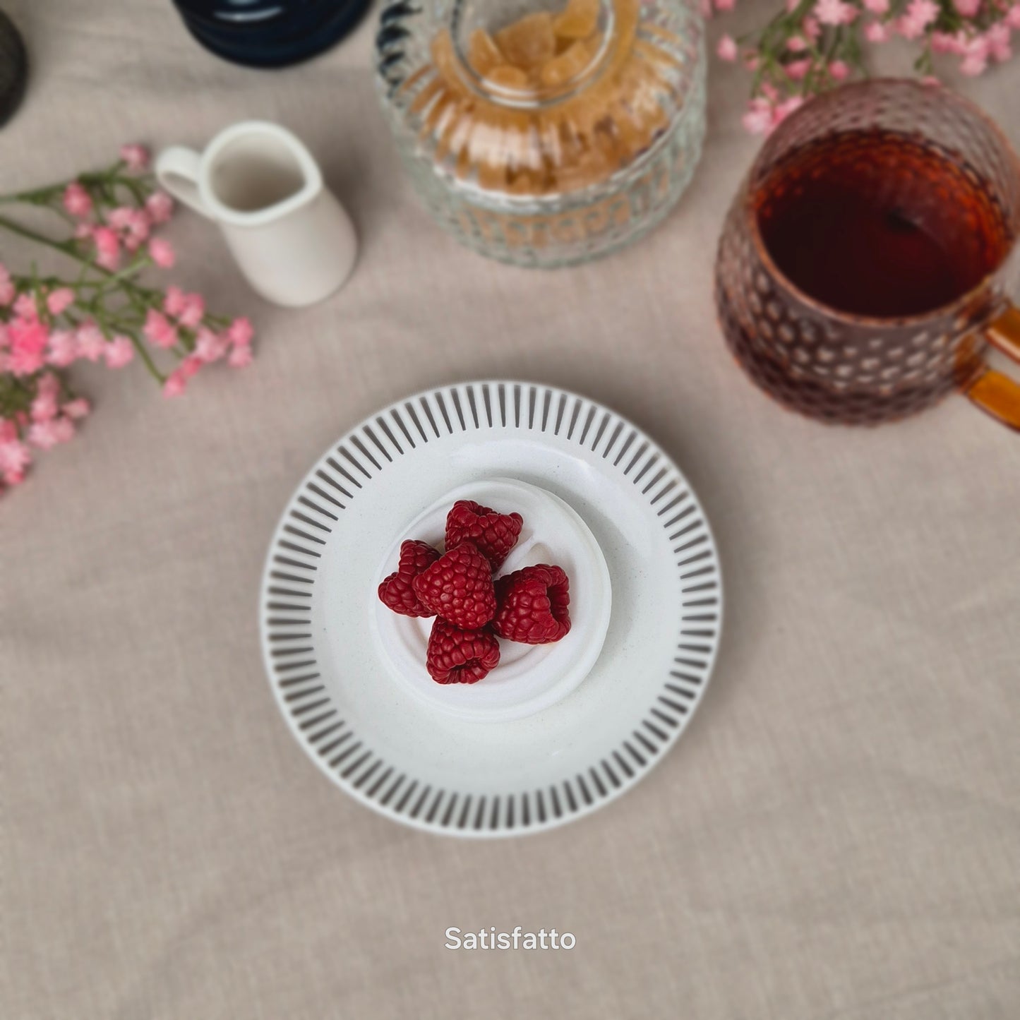 Soap Pavlova with raspberries