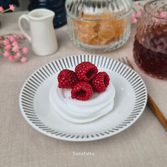 Soap Pavlova with raspberries